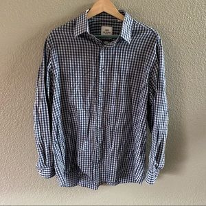 Ben Sherman 16 1/2 Shirt Blue Checked Long Sleeve Button Up 32/33 tailored slim